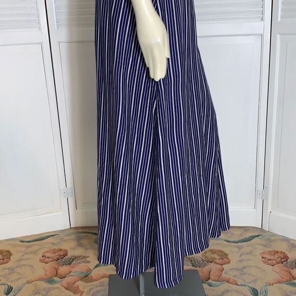 NWOT Navy Striped Jersey Knit Wrap Maxi Dress Medium - Picture 8 of 16